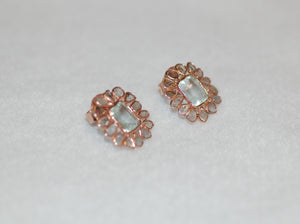 Aquamarine and Diamond Stained Glass Earrings