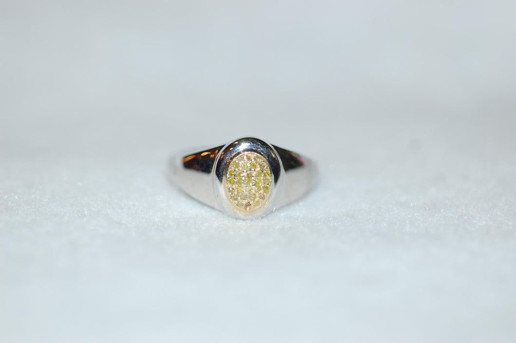 Limoncello Diamond Pave Silver Signet Ring
