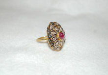 Load image into Gallery viewer, Ruby Cabochon and Diamonds Antique Style Large Shield Ring