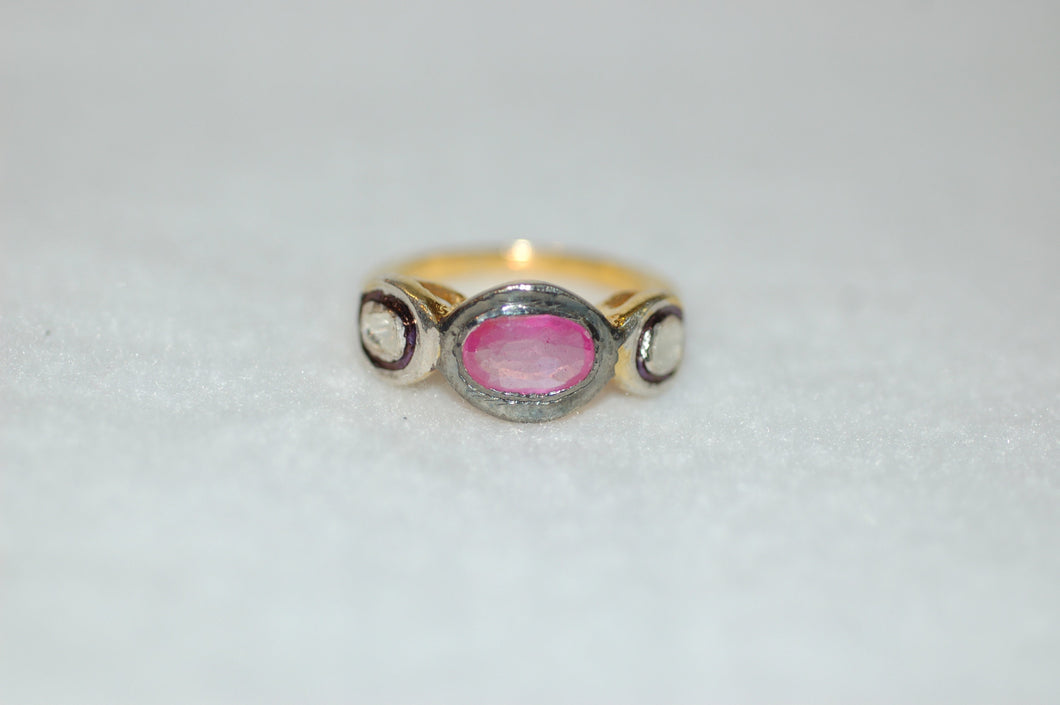 Three Stone Ruby and Diamond Ring