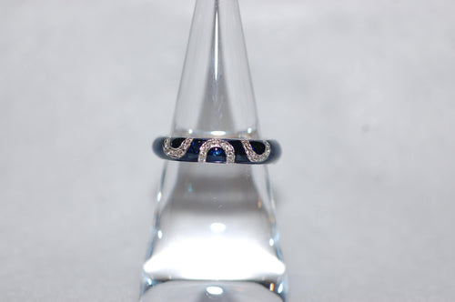 Hidalgo Enamel and Diamond Swirl Gold Band Ring