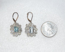 Load image into Gallery viewer, Princes Aquamarine and Diamond Dangle Earrings