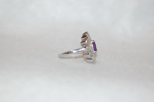 Load image into Gallery viewer, Amethyst and Rose Cut Diamonds Flower Ring