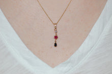 Load image into Gallery viewer, Ruby Heart, Sapphire and Diamond Heart Gold Necklace