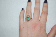 Load image into Gallery viewer, Emerald Marquis and Diamond Ring