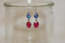 Load image into Gallery viewer, Sapphire, Ruby and Diamonds Drop Earrings