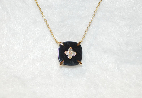 Diamond Clower and Onyx Necklace