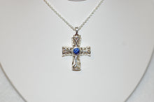 Load image into Gallery viewer, Tanzanite Filigree Silver Cross
