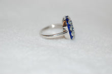 Load image into Gallery viewer, Blue Diamond Domino Enamel Ring