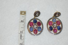 Load image into Gallery viewer, Diamond, Sapphire and Ruby Doorknocker Earrings