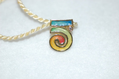 Enamel and Diamond Abstract Slide Pendant