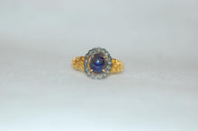 Load image into Gallery viewer, Sapphire Cabochon and Diamond Gilded Age Style Ring