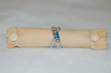 Load image into Gallery viewer, Blue Topaz and Diamond Pave Cylinder Bypass Ring