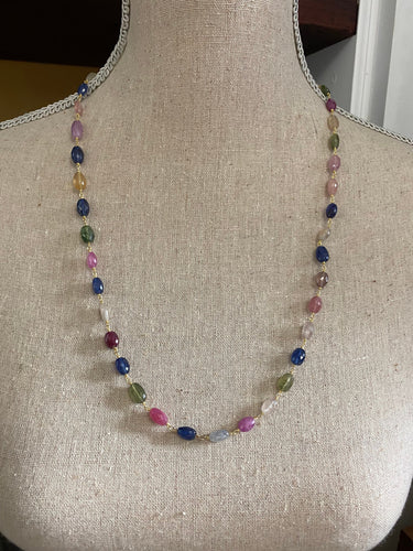 Multi Color Sapphire Tin Cup Necklace