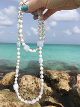Load image into Gallery viewer, Cultured Pearl and Cushioned Chalcedony Bead Necklace