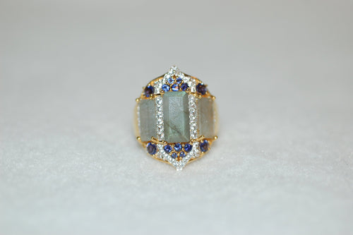 Double Crown Gemstone Ring