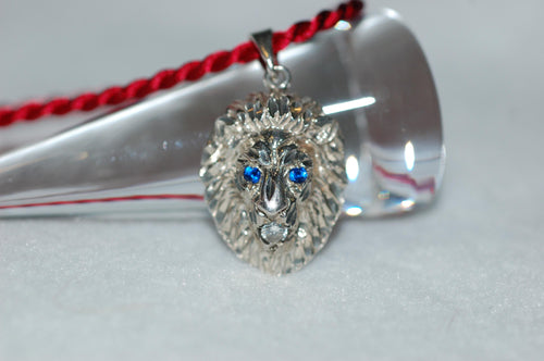 Lion Head with Sapphire Eyes Pendant