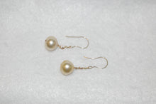 Load image into Gallery viewer, Cream Pearl and Sapphire Delicate Drop Earrings