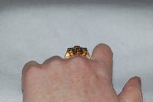 Load image into Gallery viewer, Diamond, Emerald and Ruby Antique Style Shield Ring