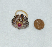Load image into Gallery viewer, Ruby Cabochon and Diamonds Antique Style Large Shield Ring