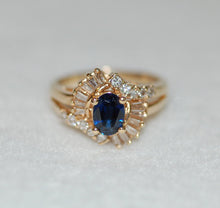 Load image into Gallery viewer, Sapphire and Diamond Fan Ring