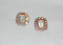 Load image into Gallery viewer, Aquamarine and Diamond Stained Glass Earrings