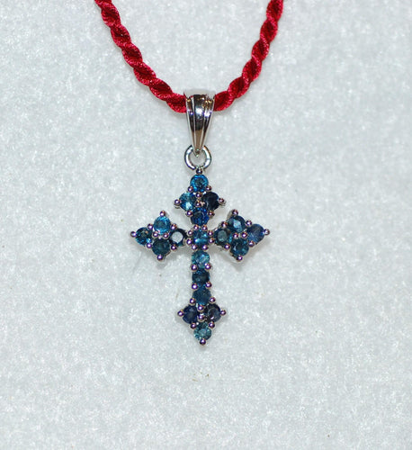 Antique Style Sapphire Cross Pendant Necklace