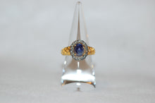 Load image into Gallery viewer, Sapphire Cabochon and Diamond Gilded Age Style Ring
