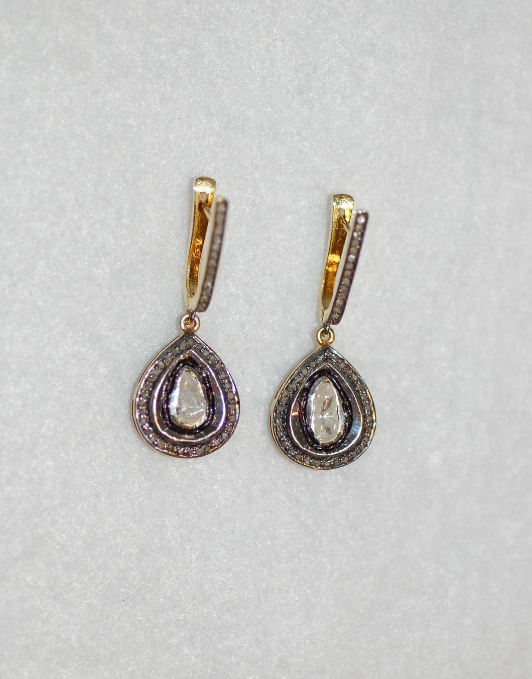 Large Diamond Tear Drop Earrings