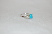 Load image into Gallery viewer, Sleeping Beauty Turquoise and Diamond Three Stone Ring