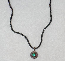 Load image into Gallery viewer, Emerald and Diamond Disk Necklace