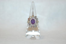 Load image into Gallery viewer, Amethyst and Rose Cut Diamonds Flower Ring