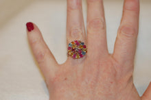 Load image into Gallery viewer, Ruby and Fancy Sapphire Cluster Cocktail Ring