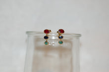Load image into Gallery viewer, Graduated Emerald, Sapphire and Ruby Drop Earrings