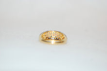 Load image into Gallery viewer, Fancy Sapphire Pave Gold Plated Silver Ring