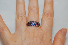 Load image into Gallery viewer, Fancy Sapphire Pave Gold Plated Silver Ring