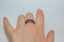 Load image into Gallery viewer, Fancy Sapphire Pave Gold Plated Silver Ring
