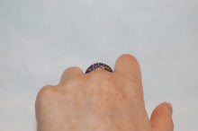 Load image into Gallery viewer, Fancy Sapphire Pave Gold Plated Silver Ring