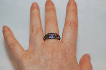 Load image into Gallery viewer, Fancy Sapphire Pave Gold Plated Silver Ring