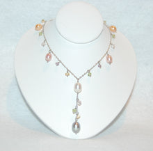 Load image into Gallery viewer, Pearl and Gemstone Silver Y Necklace