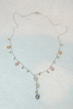 Load image into Gallery viewer, Pearl and Gemstone Silver Y Necklace