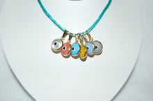 Load image into Gallery viewer, Handmade Evil Eye Glass and 14K Yellow Gold Charm