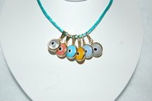 Load image into Gallery viewer, Handmade Evil Eye Glass and 14K Yellow Gold Charm