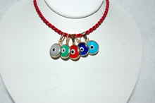 Load image into Gallery viewer, Handmade Evil Eye Glass and 14K Yellow Gold Charm