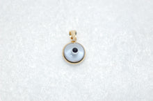Load image into Gallery viewer, Handmade Evil Eye Glass and 14K Yellow Gold Charm