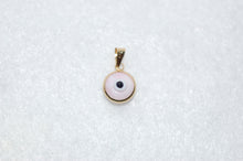 Load image into Gallery viewer, Handmade Evil Eye Glass and 14K Yellow Gold Charm