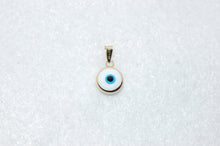 Load image into Gallery viewer, Handmade Evil Eye Glass and 14K Yellow Gold Charm