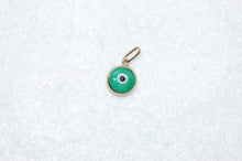 Load image into Gallery viewer, Handmade Evil Eye Glass and 14K Yellow Gold Charm