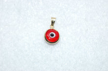 Load image into Gallery viewer, Handmade Evil Eye Glass and 14K Yellow Gold Charm