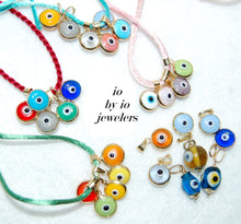 Load image into Gallery viewer, Handmade Evil Eye Glass and 14K Yellow Gold Charm
